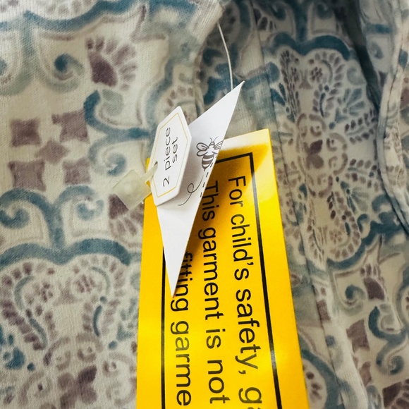 Burt’s Bees Kids Girls 10 Blue White Floral Pajama Set Organic Cotton NWT - Picture 4 of 7